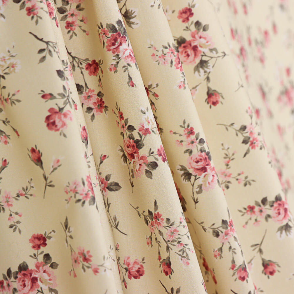 Popeline Draps Fleurs Vanille - Ribes y Casals
