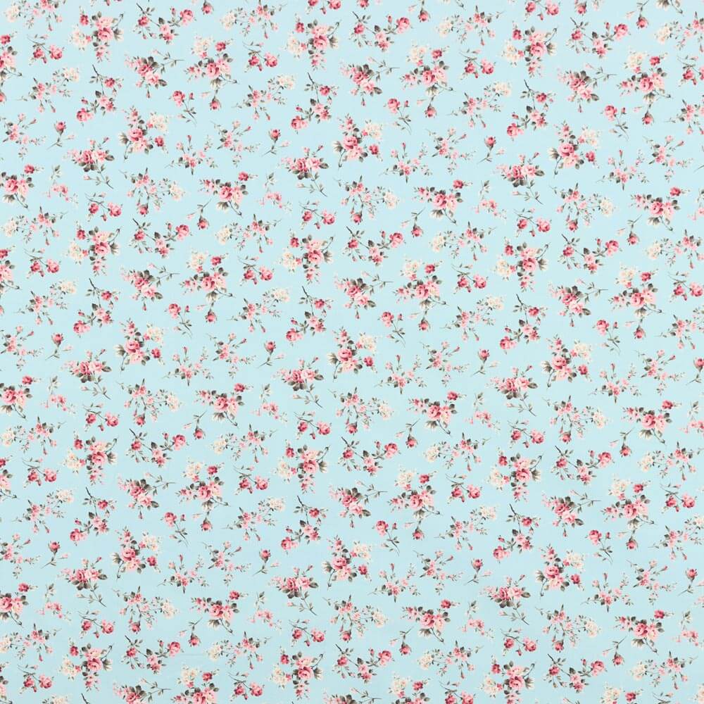 Popeline Draps Feuille Fleurs Eau Vert - Ribes y Casals