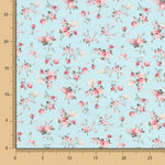 Popeline Draps Feuille Fleurs Eau Vert - Ribes y Casals