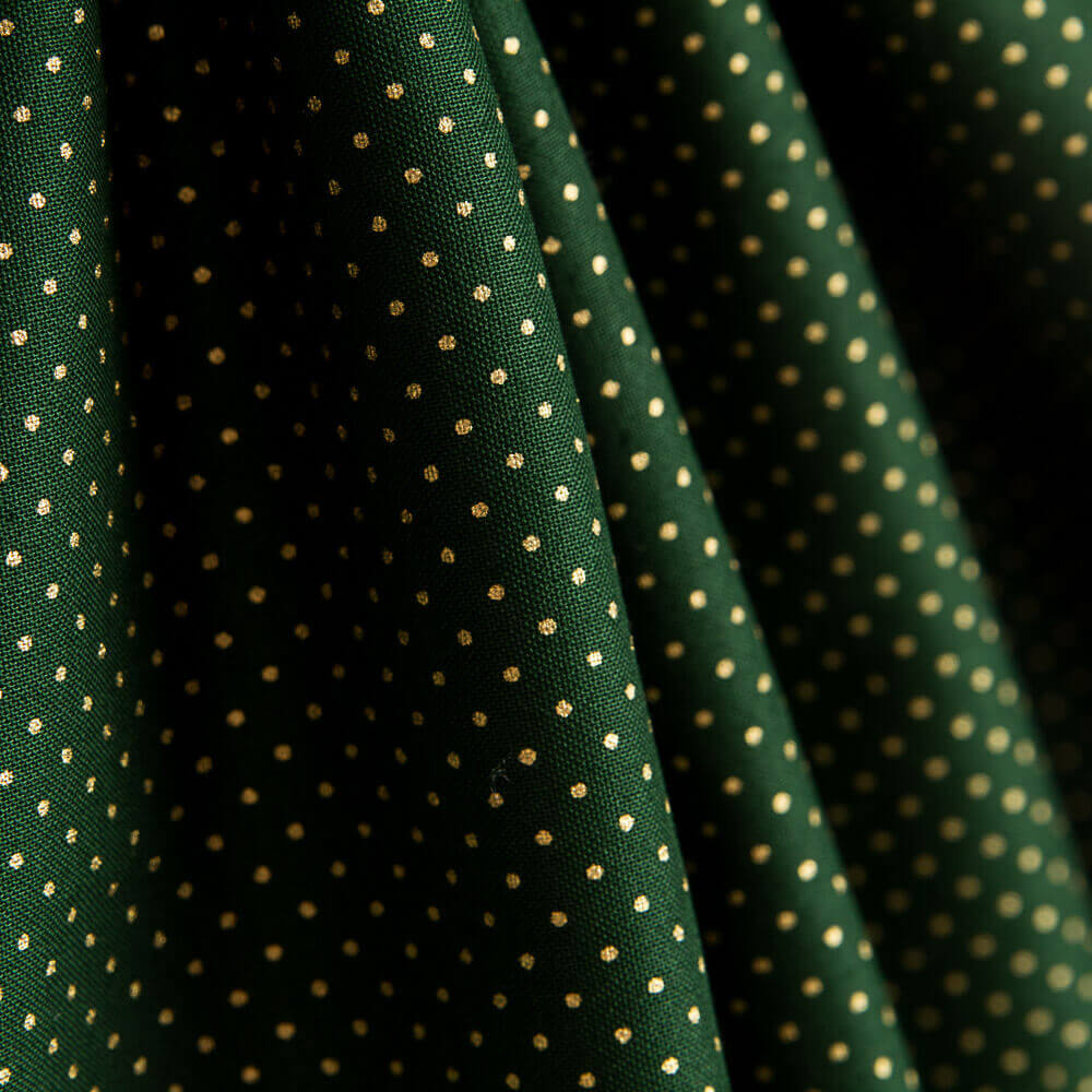 Retal Popelín Navidad Lunarcitos Oro Verde 160x140 cm - Ribes y Casals