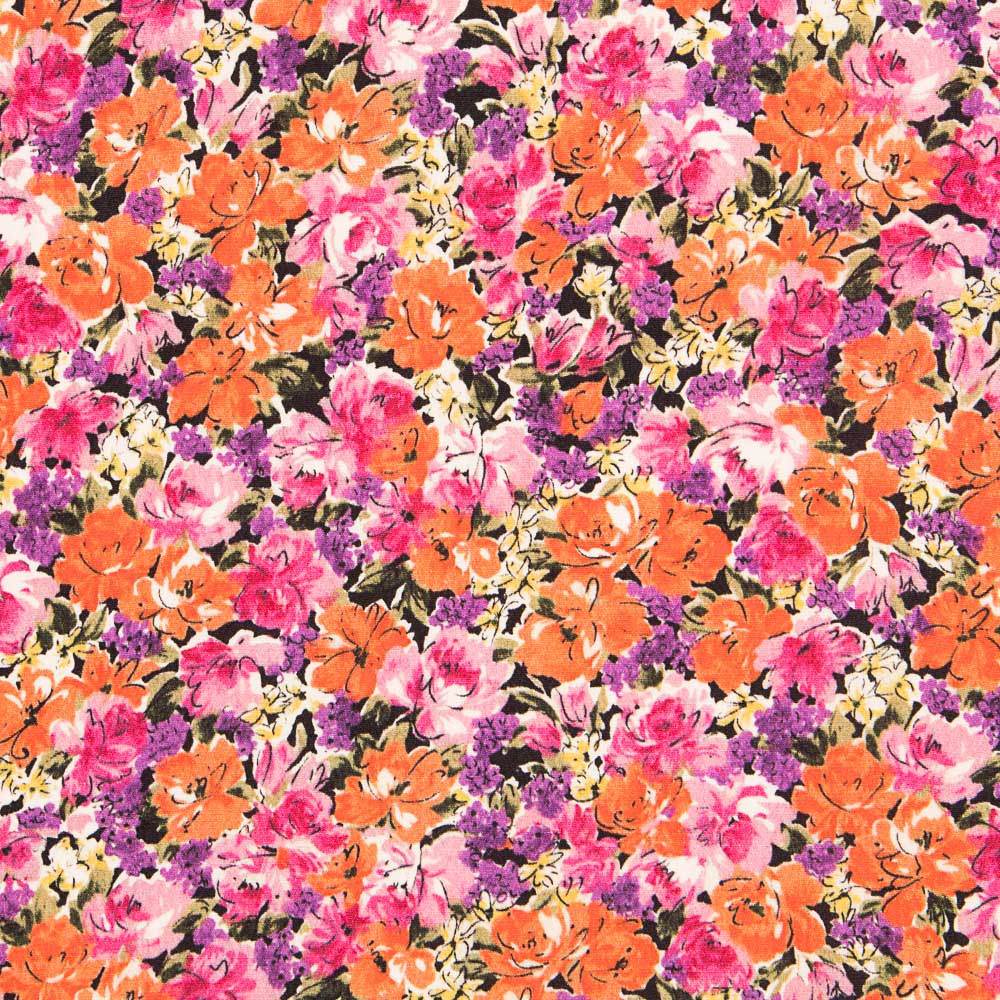 Tissu Viscose Jardin Orange - Ribes y Casals