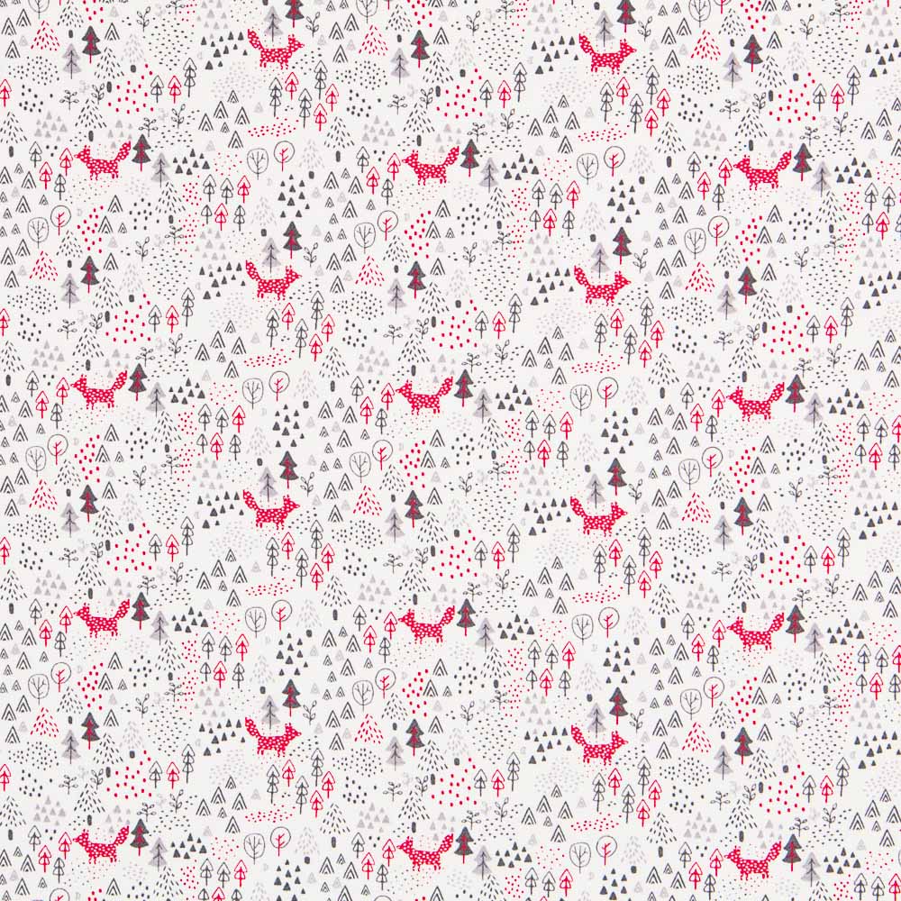 Viyela Imprimé Loups Rouge - Ribes y Casals