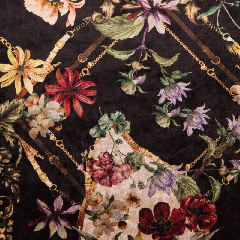 Velours Élastique Floral Noir - Ribes y Casals