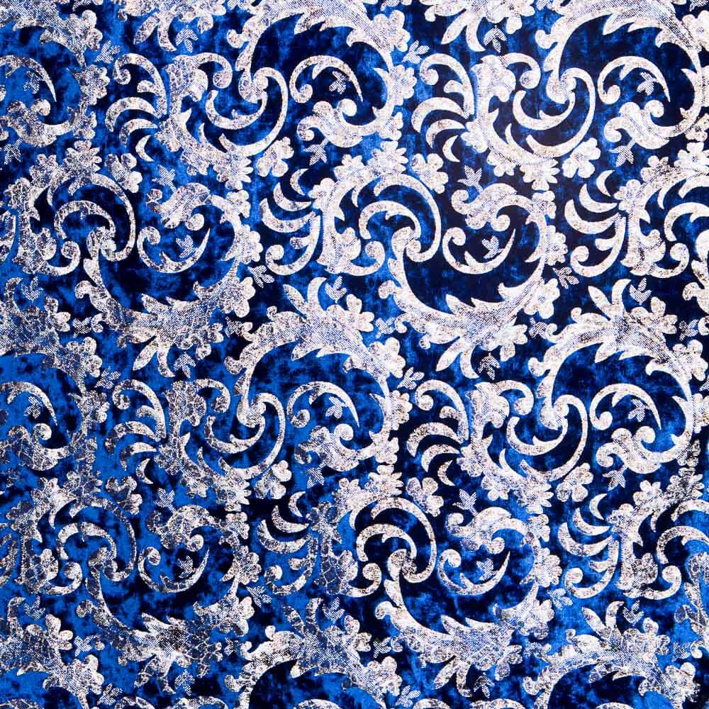 Velours Brocart Spandex Bleu - Ribes y Casals