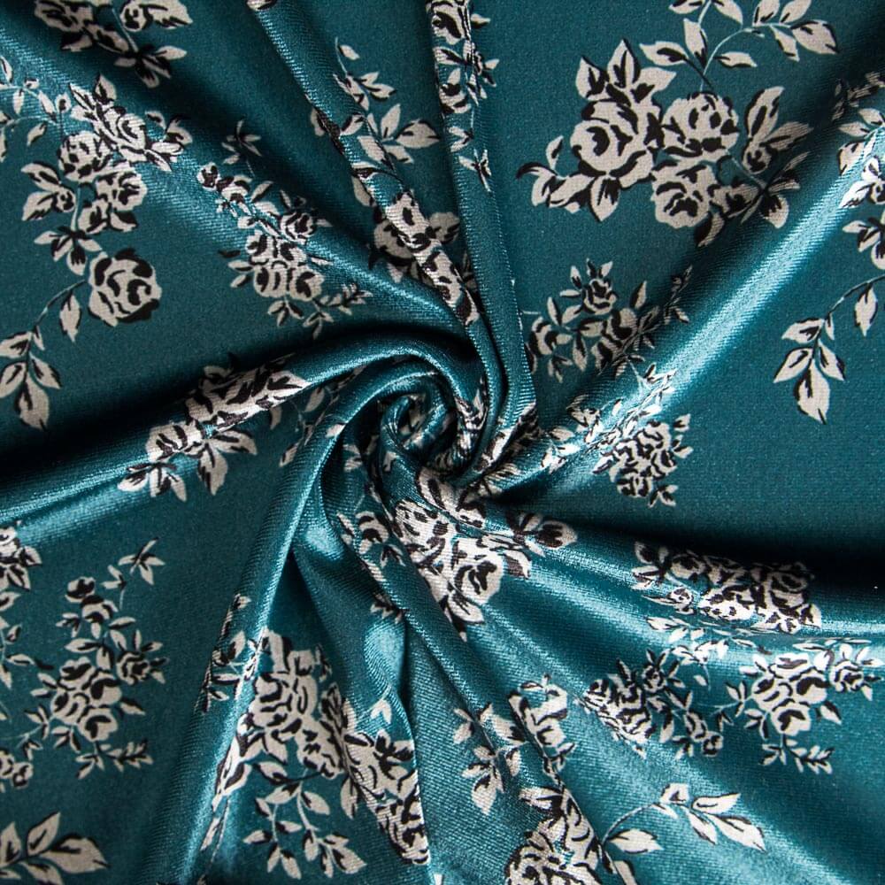 Velours Stretch Lycra Bouquet Canard - Ribes y Casals