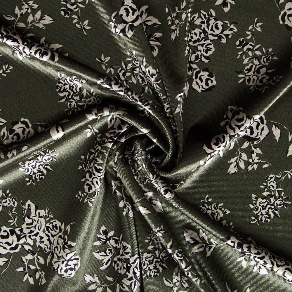 Velours Lycra Bouquet Kaki - Ribes y Casals