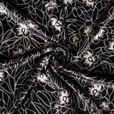 Velours Lycra Floral Bicolore Noir - Ribes y Casals