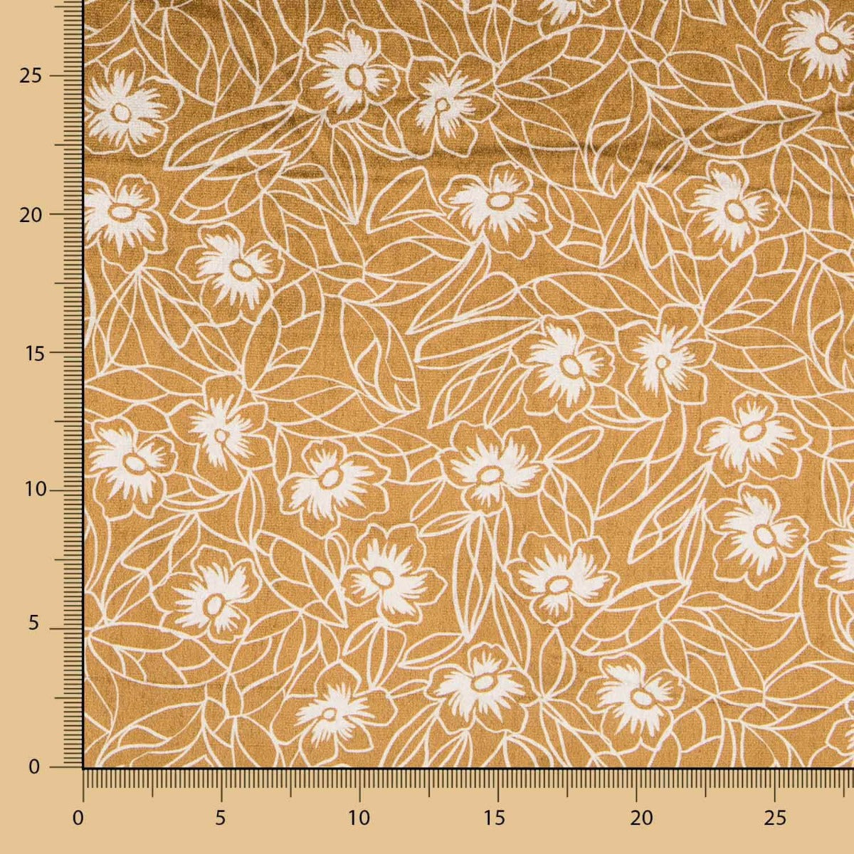 Velours Lycra Floral Bicolore Ocre - Ribes y Casals