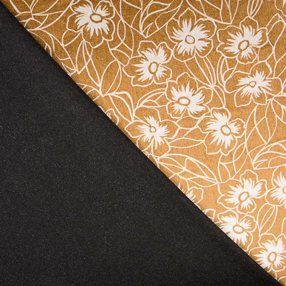 Velours Lycra Floral Bicolore Ocre - Ribes y Casals