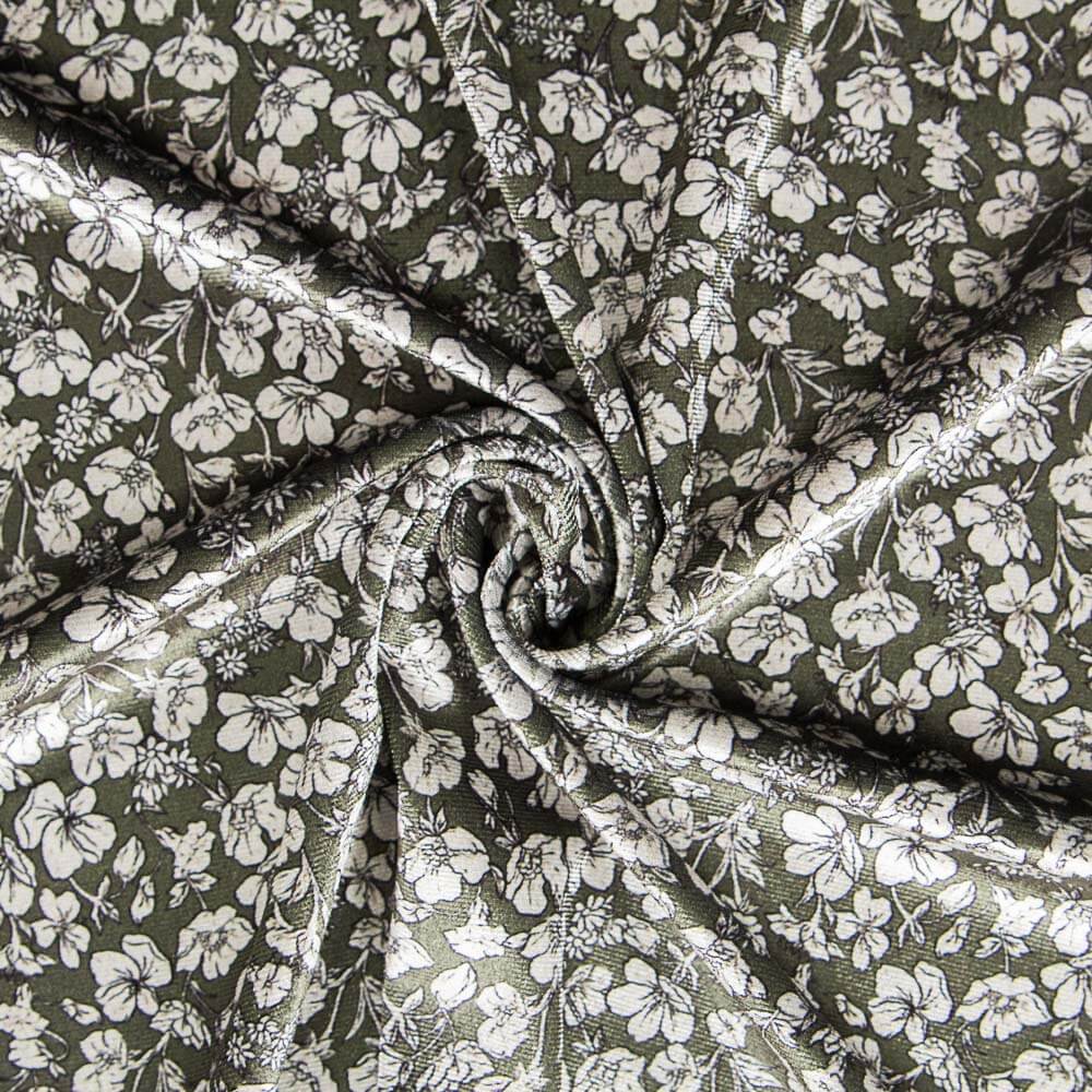 Velours Lycra Floral Kaki - Ribes y Casals