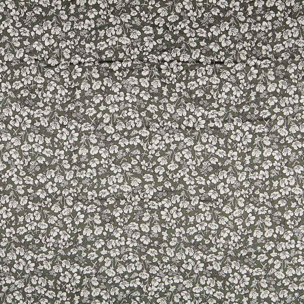 Velours Lycra Floral Kaki - Ribes y Casals