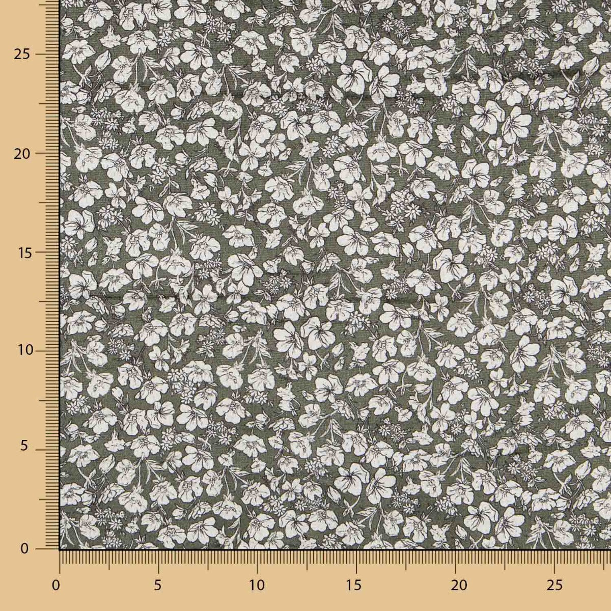 Velours Lycra Floral Kaki - Ribes y Casals