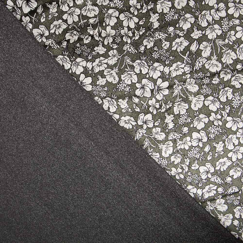 Velours Lycra Floral Kaki - Ribes y Casals