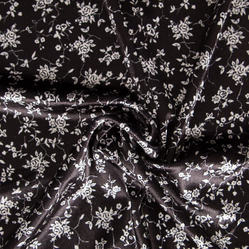 Velours Lycra Floral Noir - Ribes y Casals