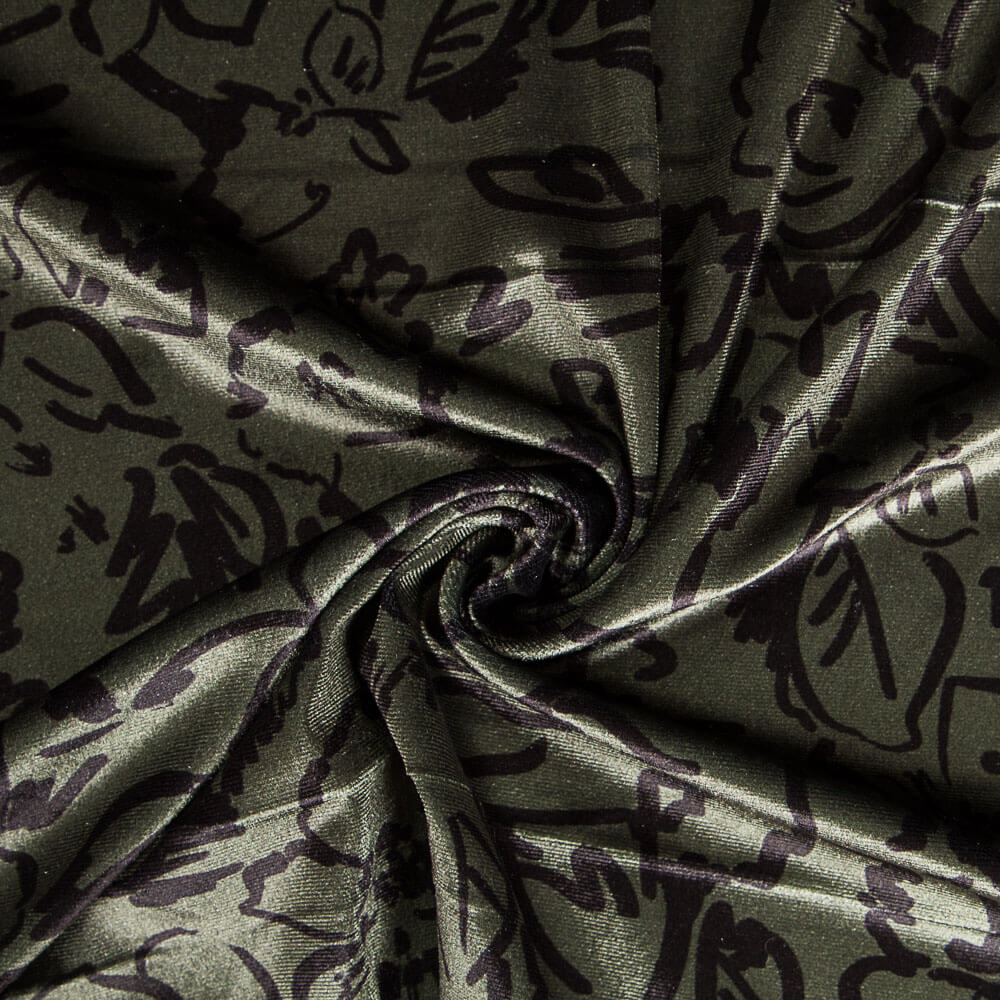 Velours Stretch Lycra Maxi Fleur Kaki - Ribes y Casals