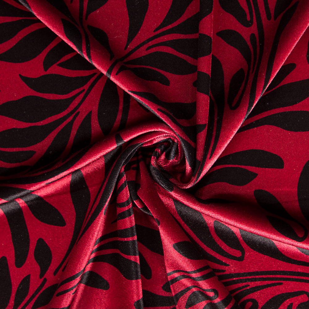 Velours Stretch Lycra Pétales Grenade - Ribes y Casals