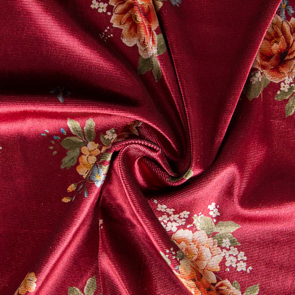 Velours Mode Fleurs Grenat - Ribes y Casals