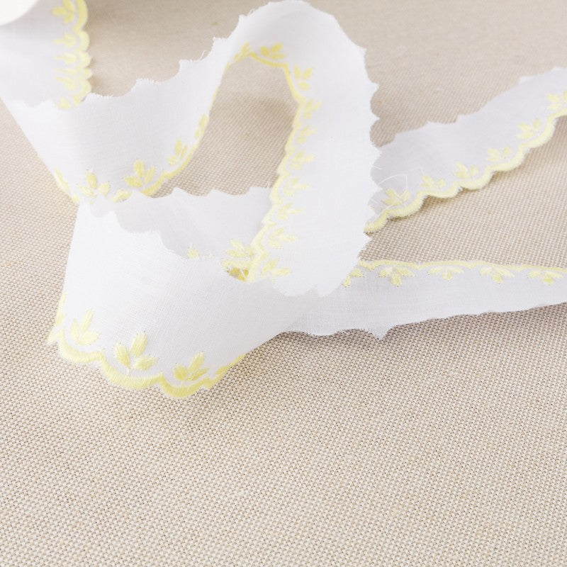 Bande Batiste Blanc Jaune 3,5cm - Ribes y Casals