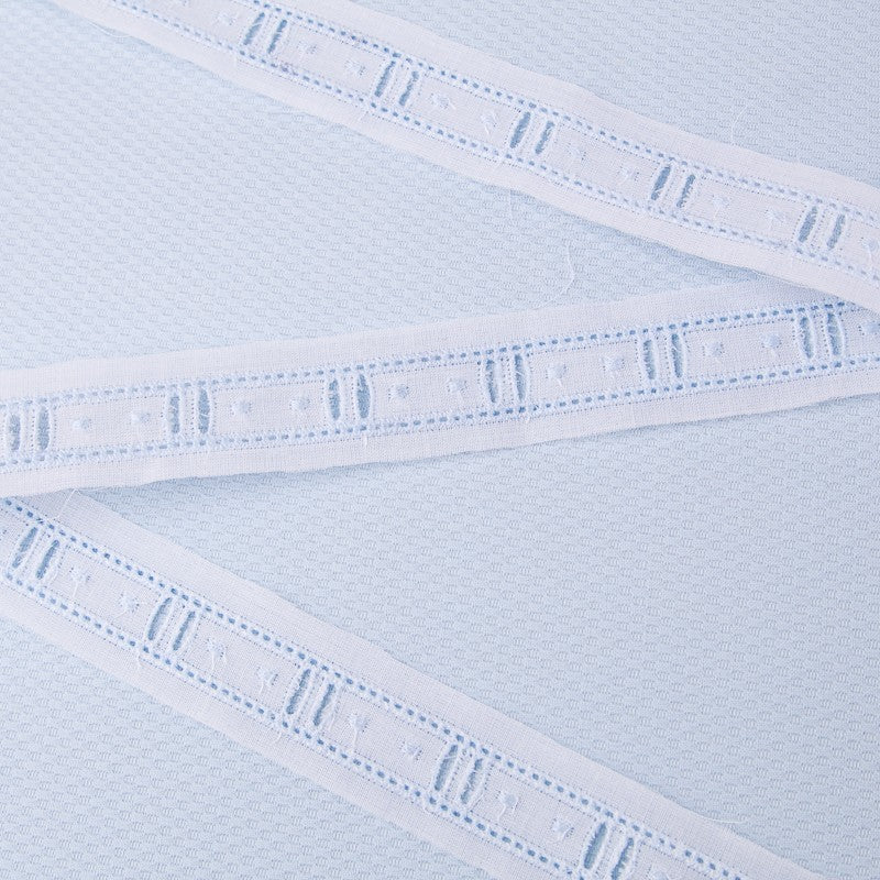 Bande Batiste Blanc Et Bleu 2,5cm - Ribes y Casals