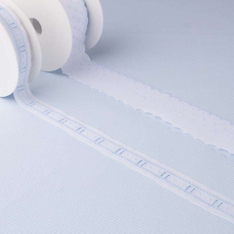 Bande Batiste Blanc Et Bleu 2,5cm - Ribes y Casals