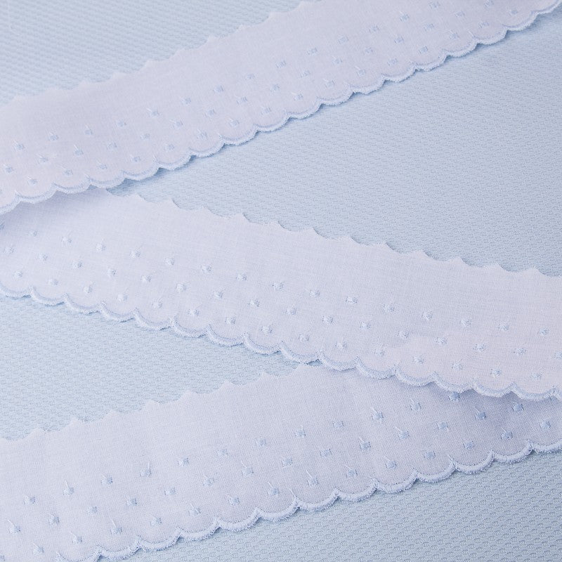 Bande Batiste Blanc Et Bleu 3cm - Ribes y Casals