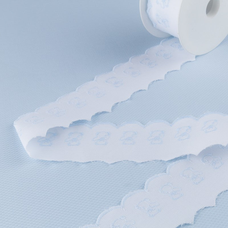 Bande De Piqué Blanc Bleu 6,5cm - Ribes y Casals