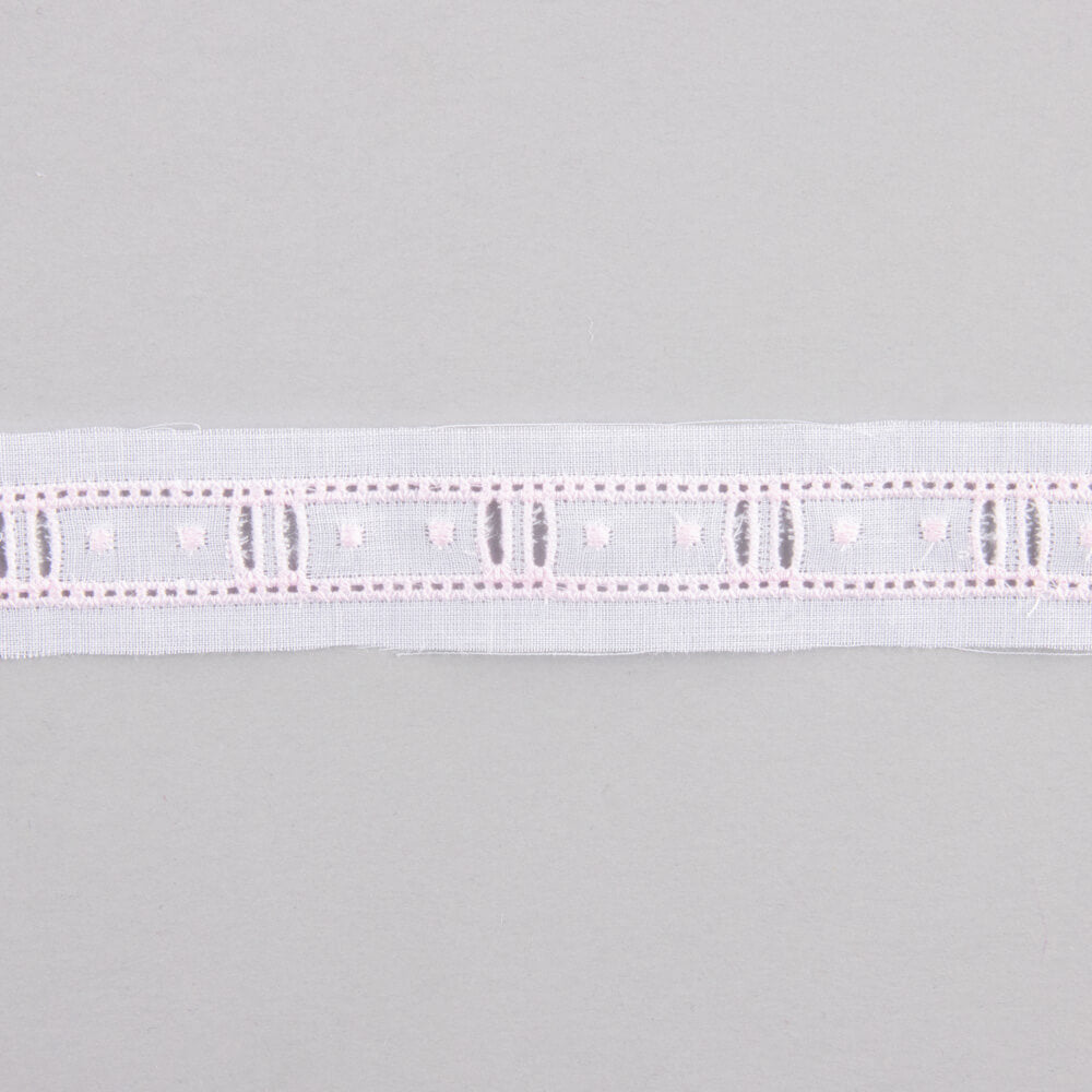 Bande Batiste Blanc Et Rose 2,5cm - Ribes y Casals