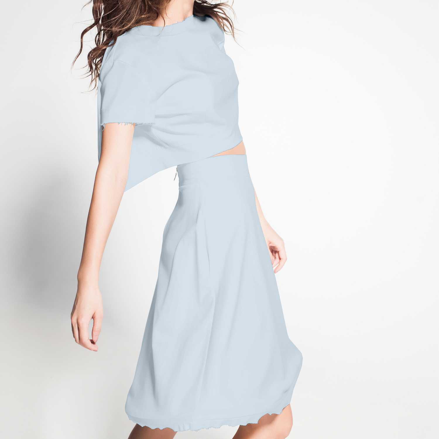 Tissu satin Lingerie Bleu Porcelaine - Ribes y Casals