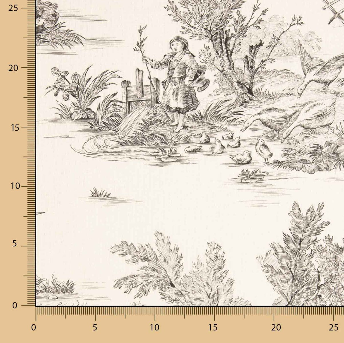 Toile de Jouy en coton – Fond blanc - Ribes y Casals