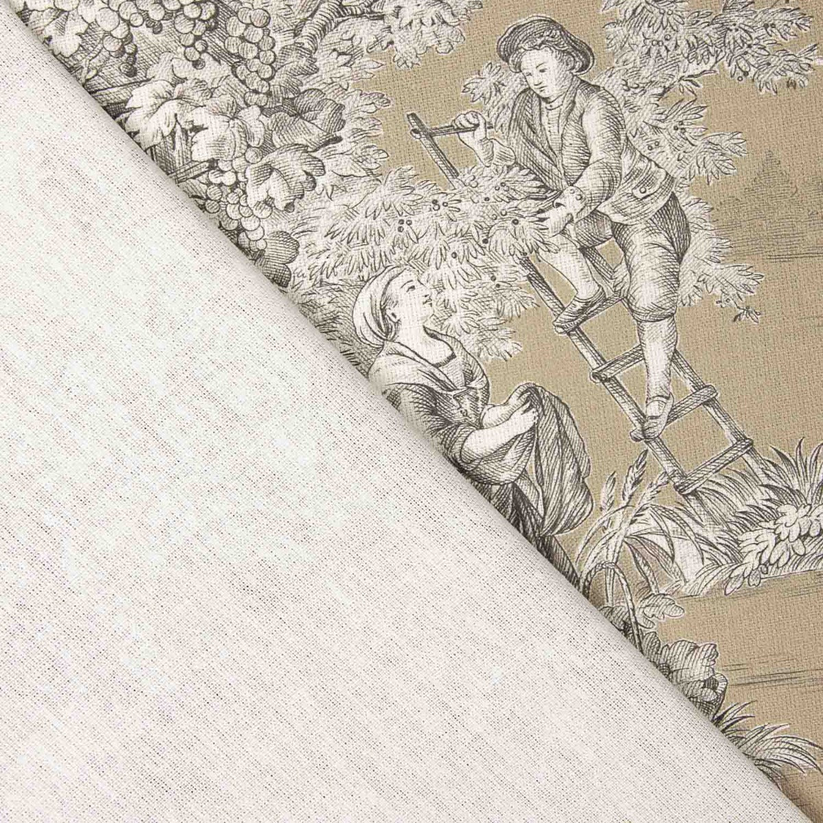 Toile de Jouy en coton – Fond brun clair - Ribes y Casals