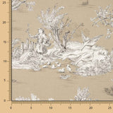 Toile de Jouy en coton – Fond brun clair - Ribes y Casals