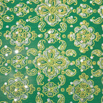 Topaz Brocart Petite Fleur Fond Vert - Ribes y Casals
