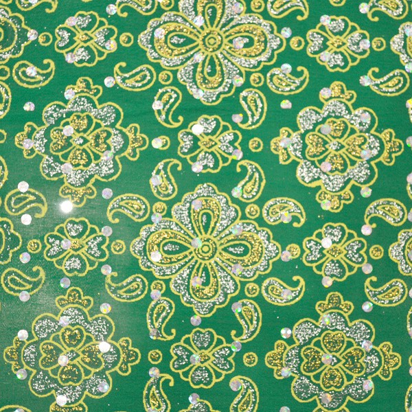 Topaz Brocart Petite Fleur Fond Vert - Ribes y Casals