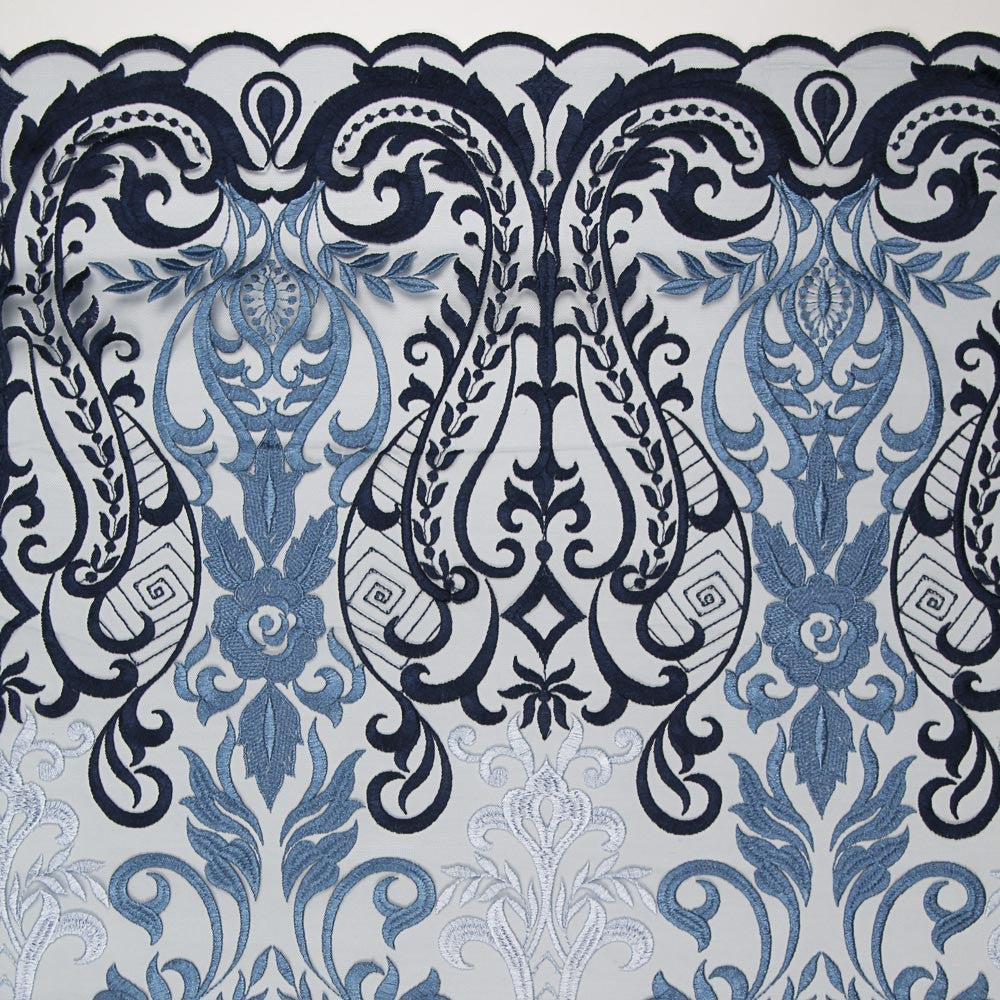 Tulle Brodé Dégradé Bleu Nuit - Ribes y Casals