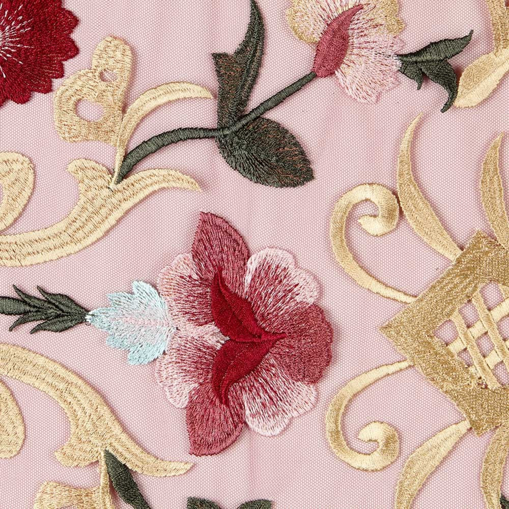 Tulle Brodé Floral Bordeaux - Ribes y Casals