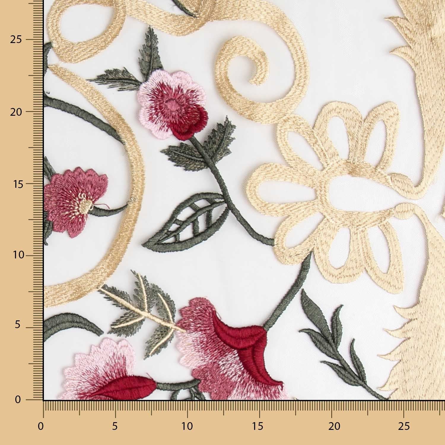 Tulle Brodé Floral Rose - Ribes y Casals