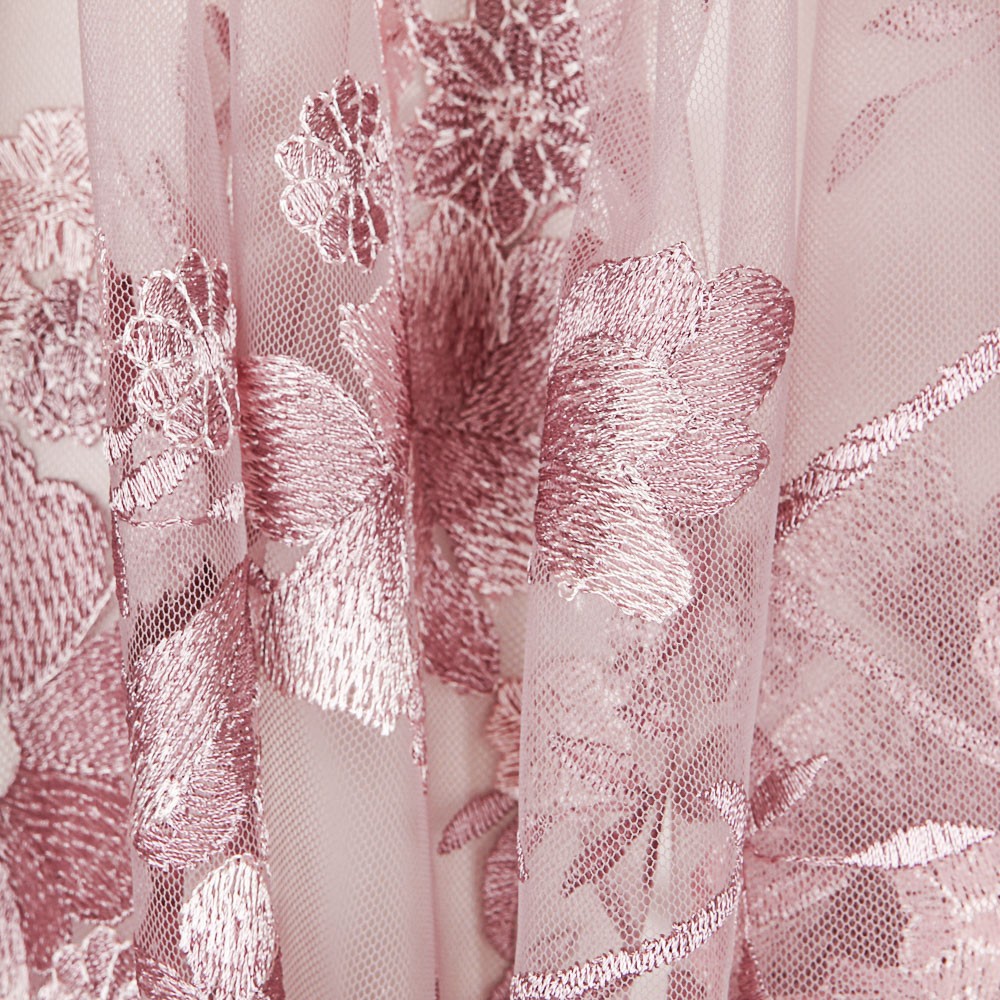 Tulle Brodé De Fleurs Malva - Ribes y Casals