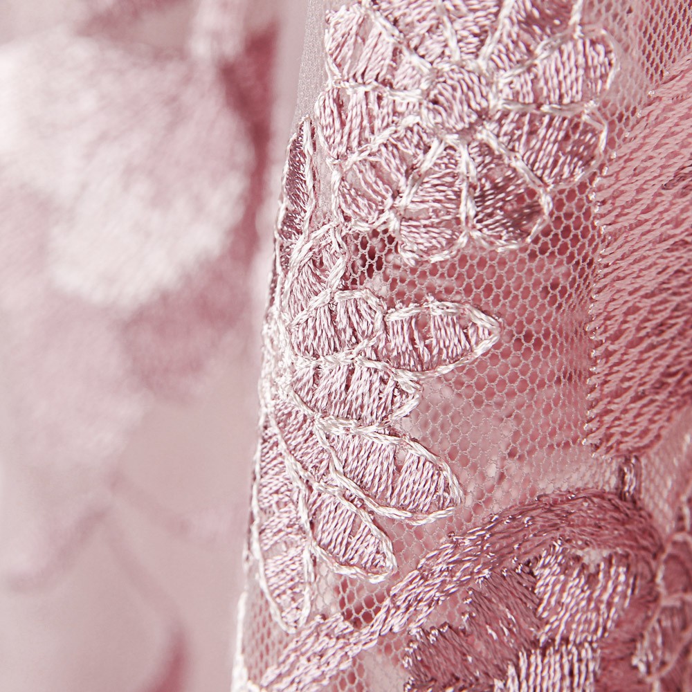 Tulle Brodé De Fleurs Malva - Ribes y Casals