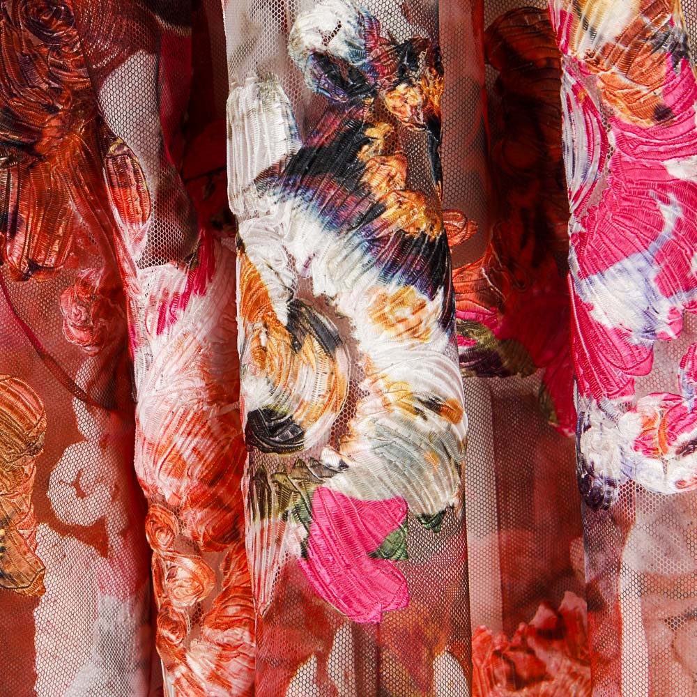 Tulle Brodé De Fleurs Multicolores - Ribes y Casals