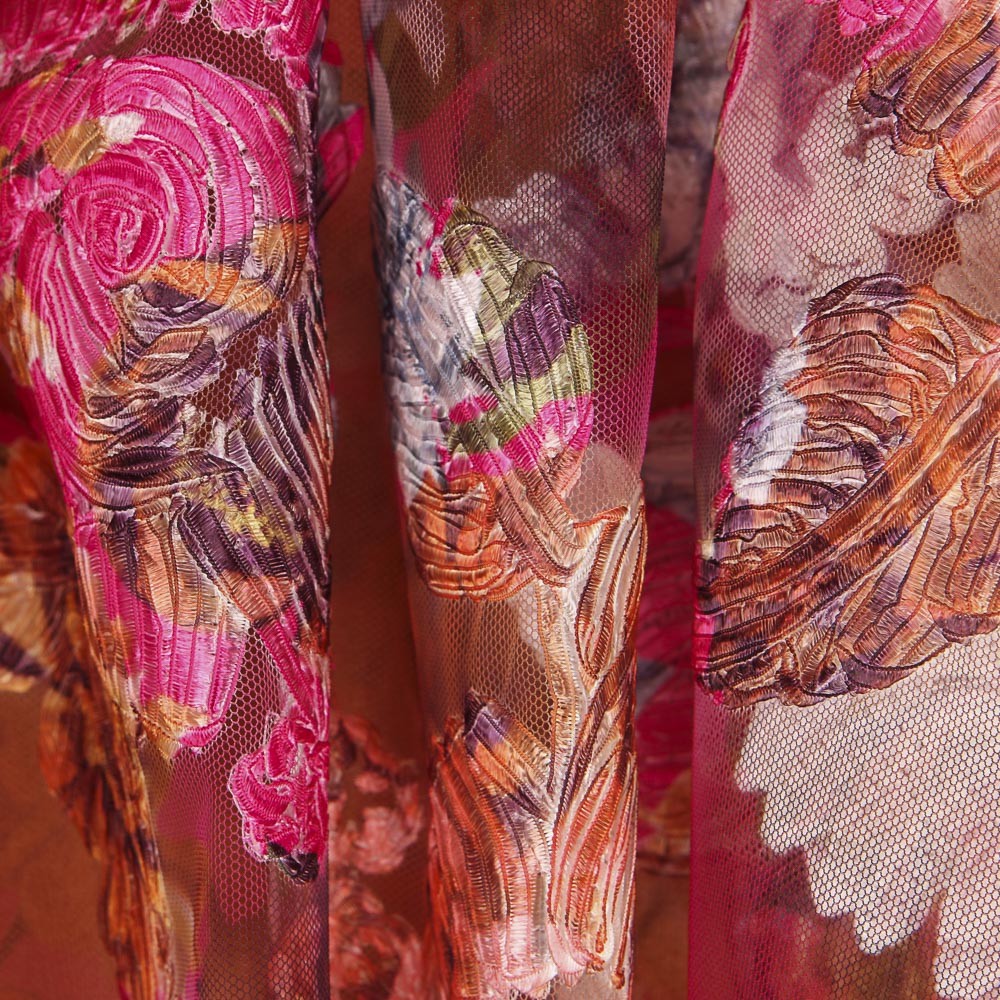 Tulle Brodé De Fleurs Multicolores - Ribes y Casals