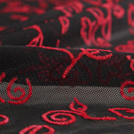 Tulle Élastique Fleurs Rouges - Ribes y Casals