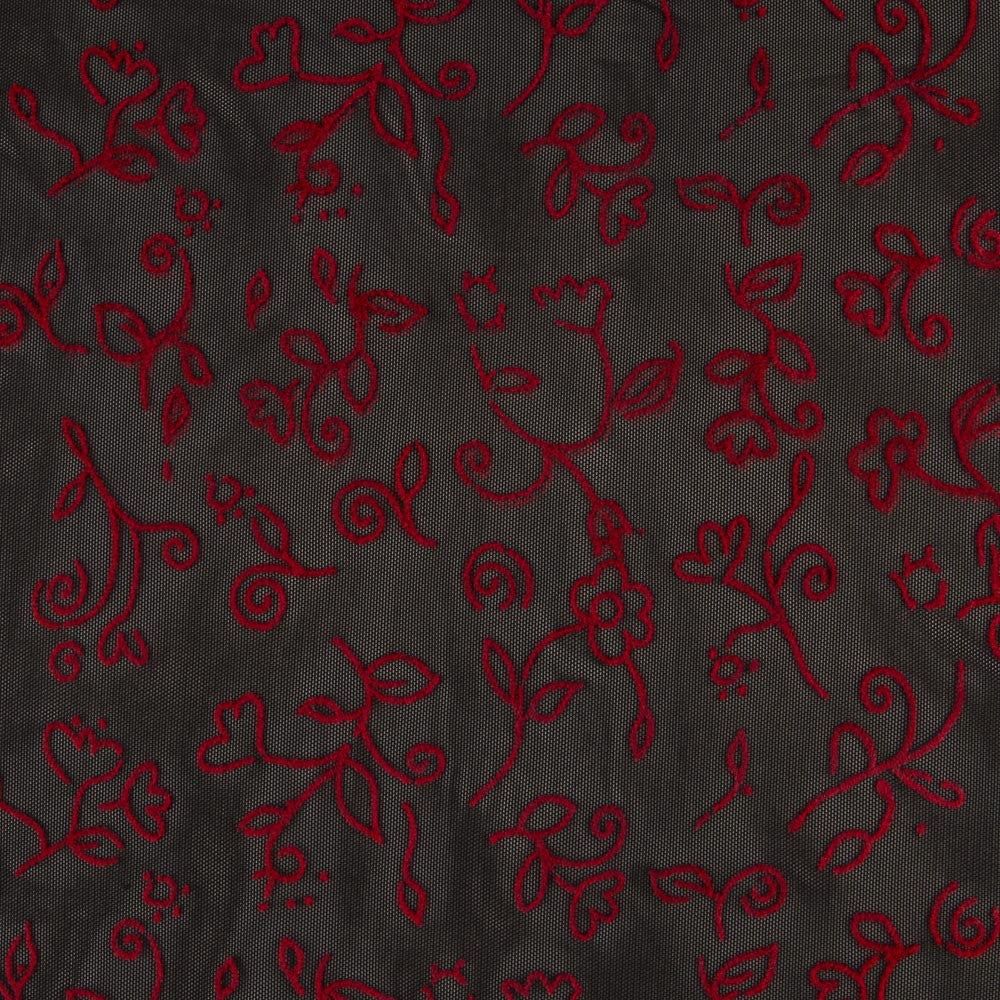 Tulle Élastique Fleurs Rouges - Ribes y Casals