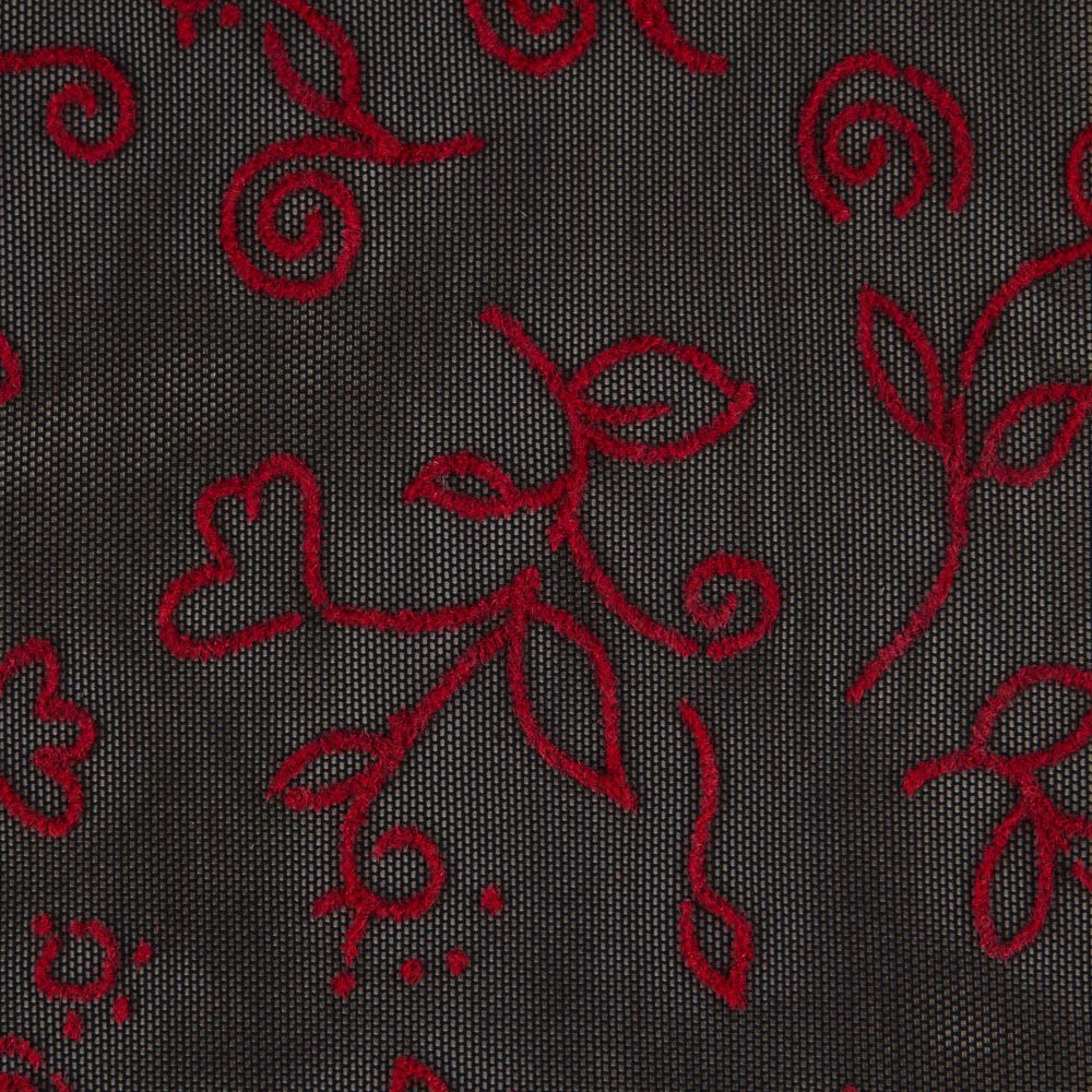 Tulle Élastique Fleurs Rouges - Ribes y Casals