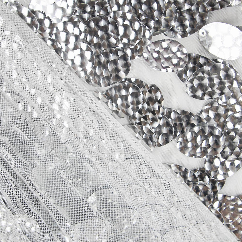 Tulle Sequin Argenté Rond - Ribes y Casals