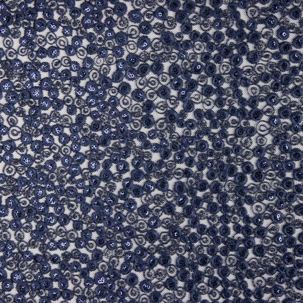 Broderie Fleur Paillette Bleu - Ribes y Casals