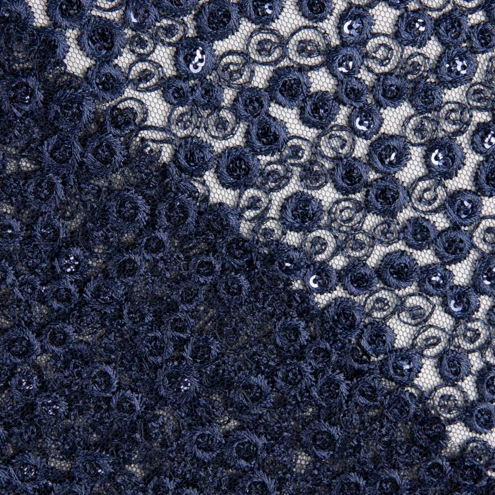 Broderie Fleur Paillette Bleu - Ribes y Casals