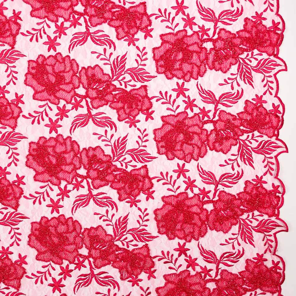 Tulle Brodé Fleurs Fuchsia - Ribes y Casals