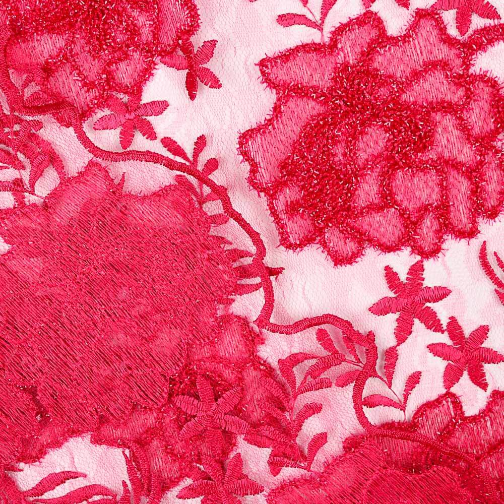 Tulle Brodé Fleurs Fuchsia - Ribes y Casals