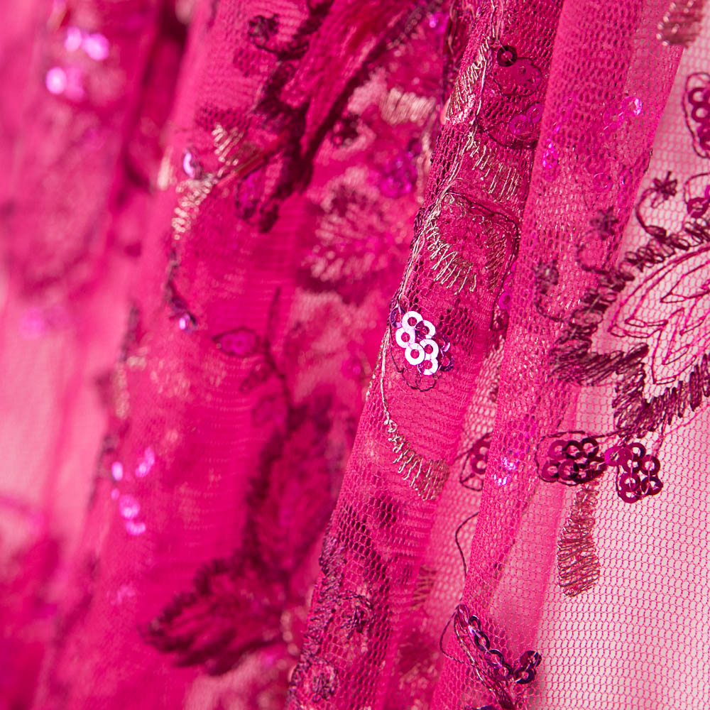 Tulle Brodé Fuchsia - Ribes y Casals