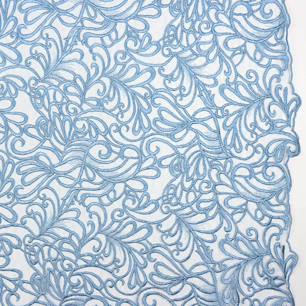 Tulle Broderie Géométrique Bleu Denim - Ribes y Casals